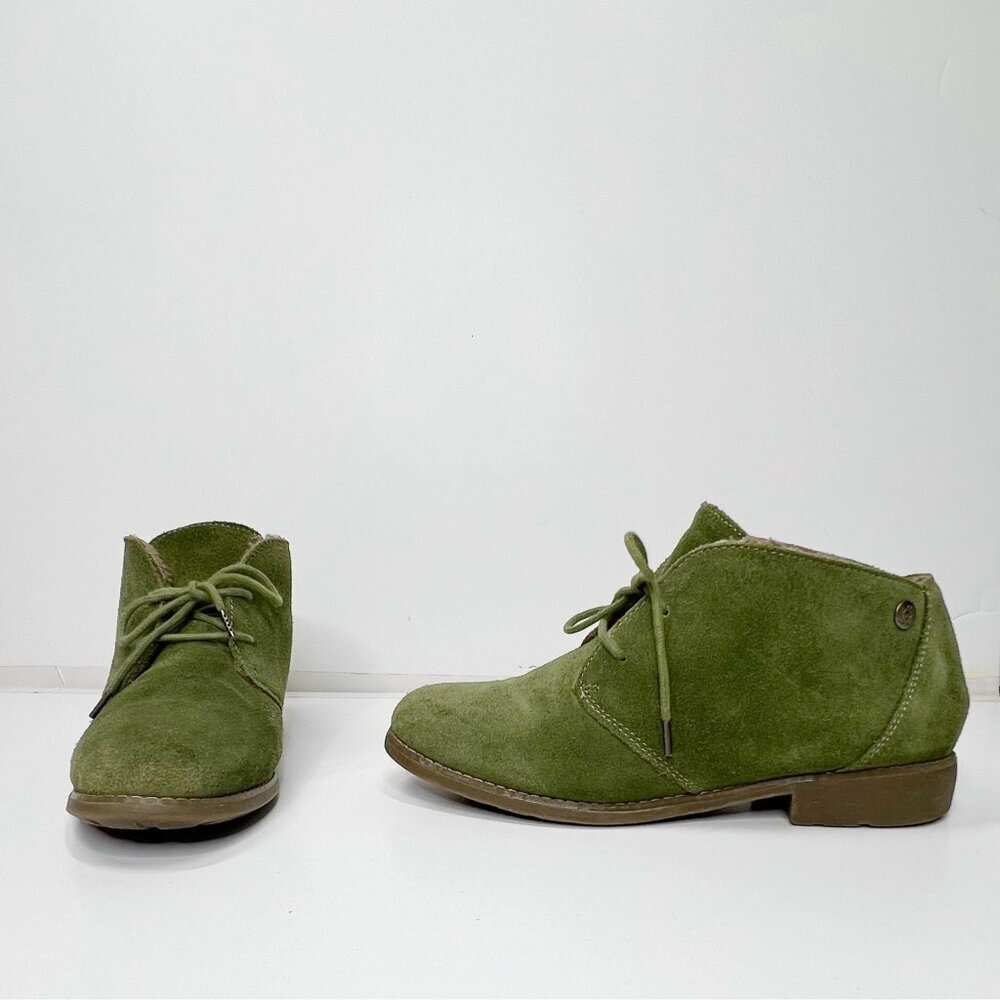 EDDIE BAUER 8.5 Green Suede Lace Up‎ Ankle Booties Fall Winter